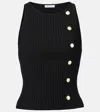 Veronica Beard Nelson Embellished Ribbed-knit Top