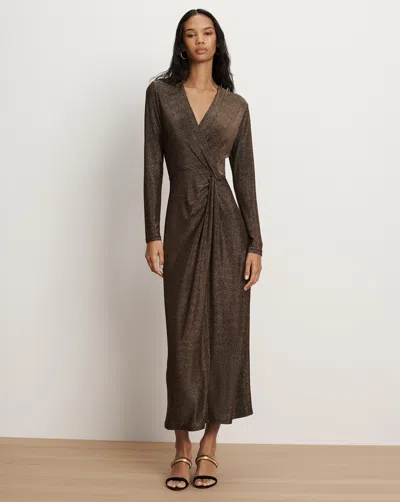 Veronica Beard Neomie Metallic Midi Dress In Brown