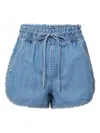 Veronica Beard Nessie Dolphin Elastic-waist Denim Shorts In Blue