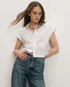 Veronica Beard Nestor Button-up Crop Top In White