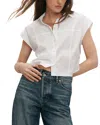 Veronica Beard Nestor Button-up Crop Top In White