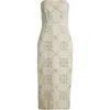 Veronica Beard Netia Embroidered Eyelet Strapless Midi Dress In Ecru