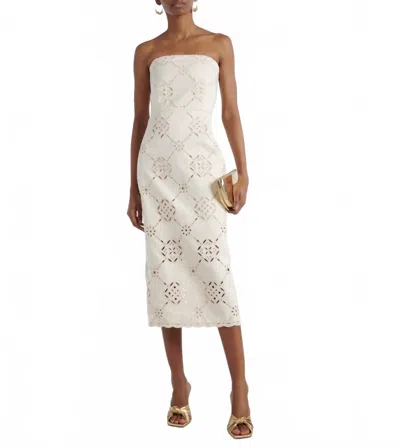 Veronica Beard Netia Embroidered Midi Dress In Ecru In White