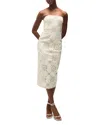Veronica Beard Netia Embroidered Eyelet Strapless Midi Dress In Ecru