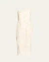 Veronica Beard Netia Strapless Embroidered Dress In Off White
