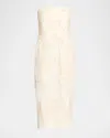 Veronica Beard Netia Strapless Embroidered Dress In Off White