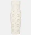 Veronica Beard Netia Embroidered Eyelet Strapless Midi Dress In Weiss