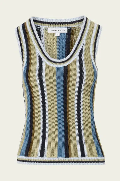 Veronica Beard Neveah Knit Tank Top In Stone Army