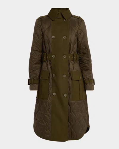 Veronica Beard Newberry Puffer Trench Coat In Green
