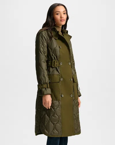 Veronica Beard Newberry Puffer Trench Coat In Green