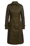 Veronica Beard Newberry Quilted Mixed Media Coat In Green