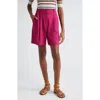 Veronica Beard Noemi Linen Blend Shorts In Wildberry