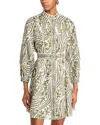 Veronica Beard Nolan Floral Long-sleeve Mini Dress In Dove Multi