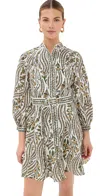 Veronica Beard Nolan Floral Long-sleeve Mini Dress In Dove Multi