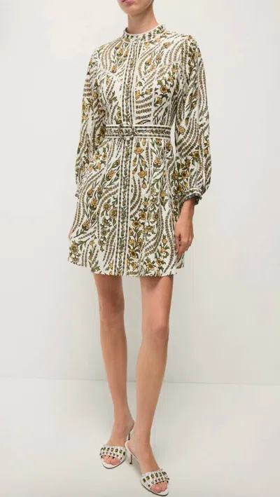 Veronica Beard Nolan Floral Long-sleeve Mini Dress In Dove Multi