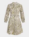 Veronica Beard Nolan Floral Long-sleeve Mini Dress In Dove Multi