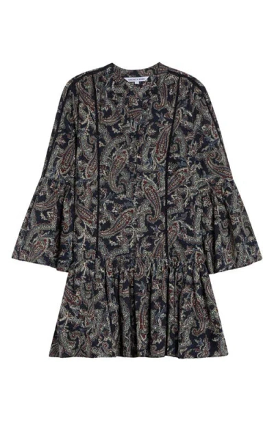 Veronica Beard Novessa Long Sleeve Paisley Minidress In Black