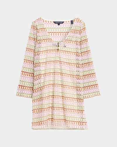 Veronica Beard Novien Crochet Mini Dress In Multi