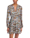Veronica Beard Nyjah Floral Pintuck Long Sleeve Silk Minidress In Multi