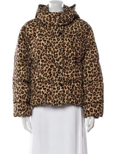 Pre-owned Veronica Beard Nylon Animal Print Down Coat In Brown