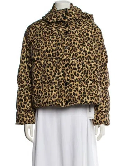 Pre-owned Veronica Beard Nylon Animal Print Down Jacket In Brown