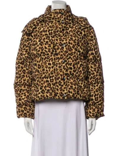 Pre-owned Veronica Beard Nylon Animal Print Down Jacket In Brown