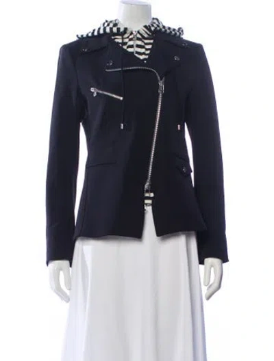 Pre-owned Veronica Beard Nylon Biker Jacket In Blue
