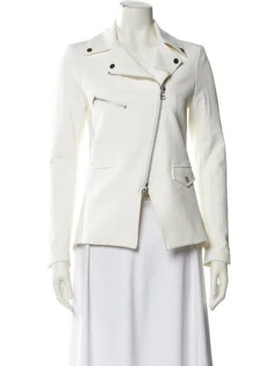 Pre-owned Veronica Beard Nylon Biker Jacket In White