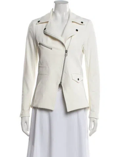 Pre-owned Veronica Beard Nylon Biker Jacket In White