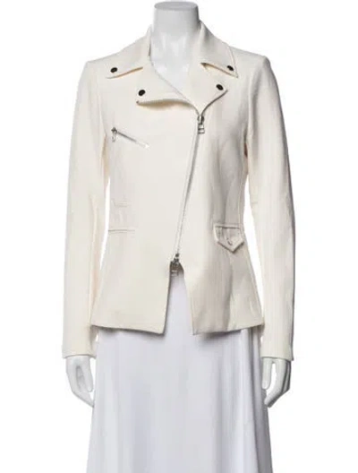 Pre-owned Veronica Beard Nylon Biker Jacket In White