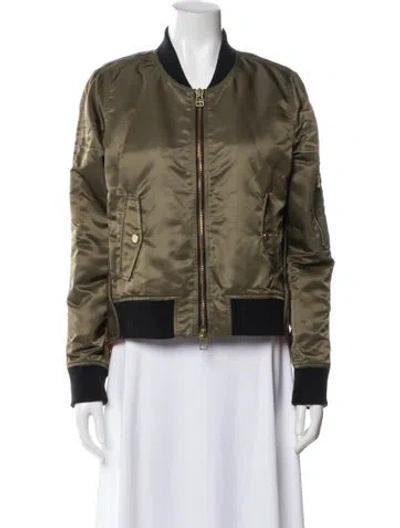 Pre-owned Veronica Beard Nylon Bomber Jacket In Green