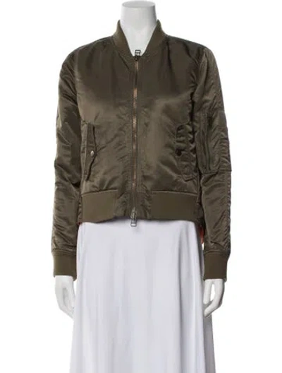 Pre-owned Veronica Beard Nylon Bomber Jacket In Green