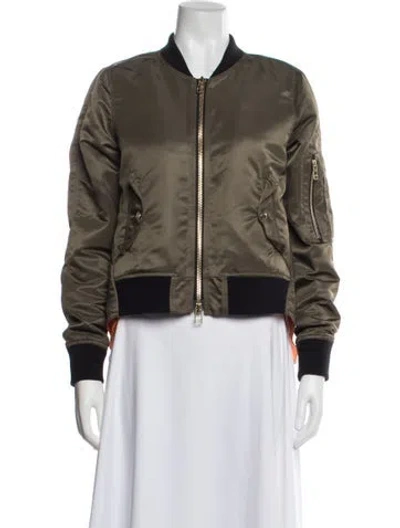 Pre-owned Veronica Beard Nylon Bomber Jacket In Green