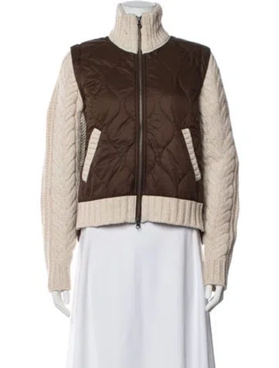 Pre-owned Veronica Beard Nylon Colorblock Pattern Jacket W/ Tags In Brown