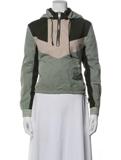 Pre-owned Veronica Beard Nylon Colorblock Pattern Performance Jacket In Green