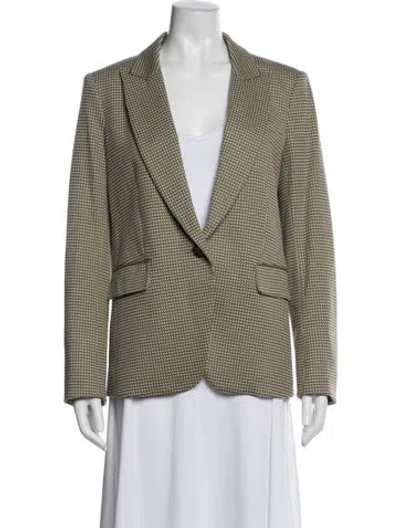 Pre-owned Veronica Beard Nylon Houndstooth Print Blazer In Green