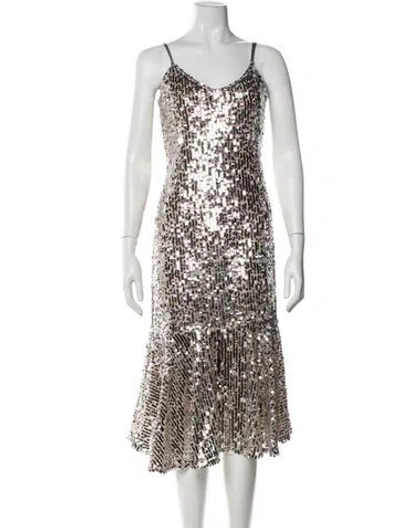 Pre-owned Veronica Beard Nylon Midi Length Dress In Silver