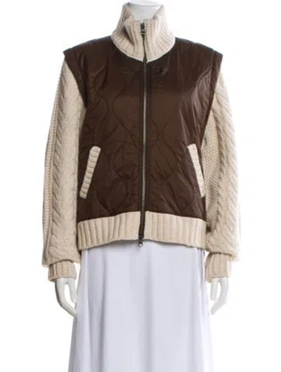 Pre-owned Veronica Beard Nylon Printed Jacket W/ Tags In Brown