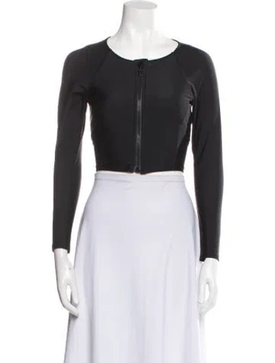 Pre-owned Veronica Beard Nylon Scoop Neck Crop Top In Black