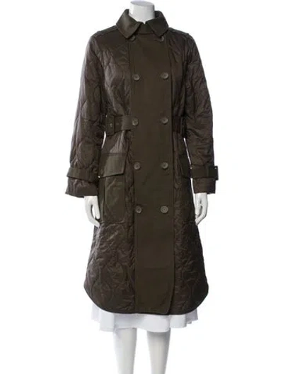 Pre-owned Veronica Beard Nylon Trench Coat In Green