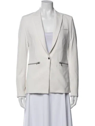 Pre-owned Veronica Beard Nylon Tweed Pattern Blazer In White