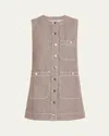 Veronica Beard Oakley Mini Striped Shift Dress In Cedar Stripe