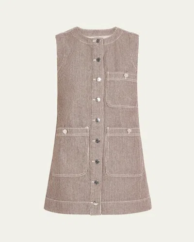 Veronica Beard Oakley Mini Striped Shift Dress In Cedar Stripe