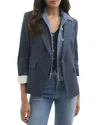 Veronica Beard Obie Pinstripe Linen Blend Dickey Jacket In Blue