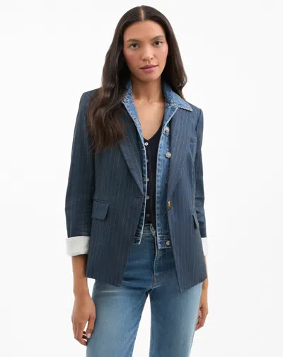 Veronica Beard Obie Pinstripe Dickey Jacket In Blue