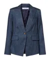 Veronica Beard Obie Pinstripe Linen-blend Blazer In Blue