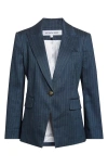 Veronica Beard Obie Pinstripe Linen Blend Dickey Jacket In Blue