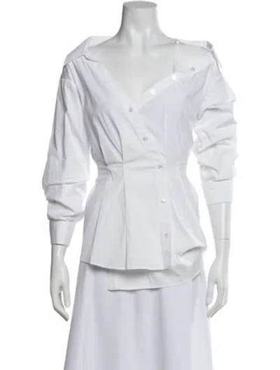 Pre-owned Veronica Beard Off-the-shoulder Long Sleeve Blouse In White