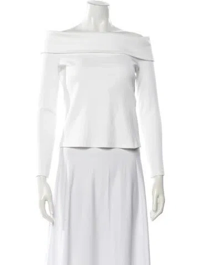Pre-owned Veronica Beard Off-the-shoulder Long Sleeve Top In White