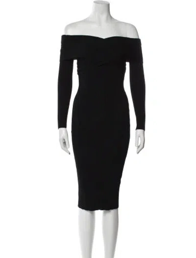 Pre-owned Veronica Beard Off-the-shoulder Midi Length Dress In Black